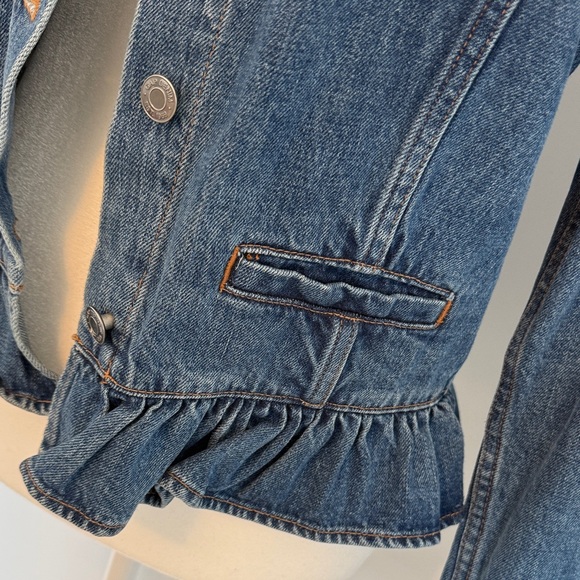 GAP Blue Denim Jacket with Ruffle Hem - Picture 3 of 3